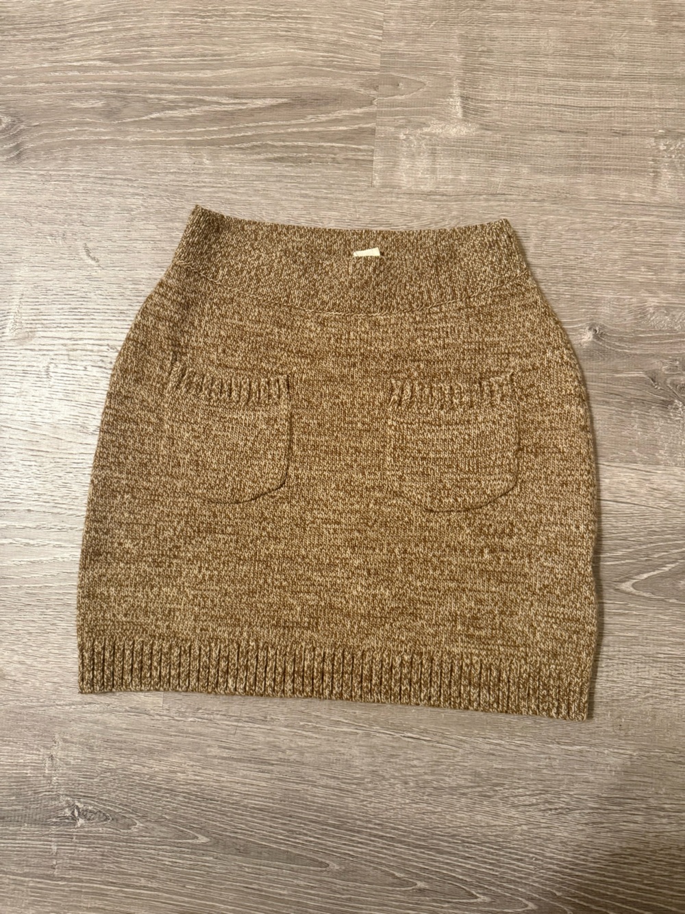 We The Free Marled Brown Knit Mini Skirt with Front Pockets